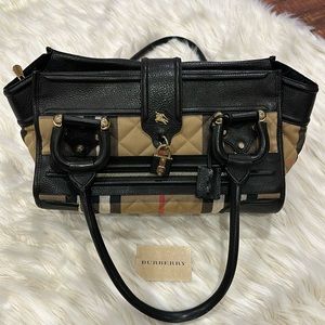 Authentic BURBERRY Chocolate and Plaid Handbag